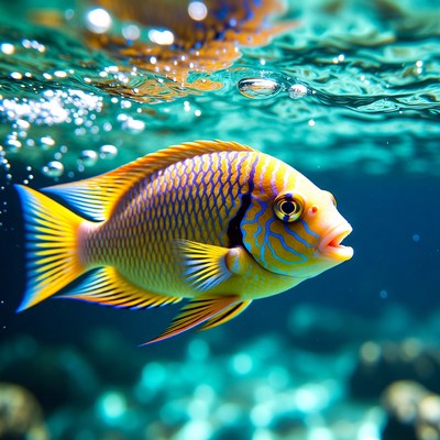 Colorful Angelfish Swimming Underwater