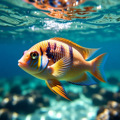 Colorful Angelfish Swimming Underwater
