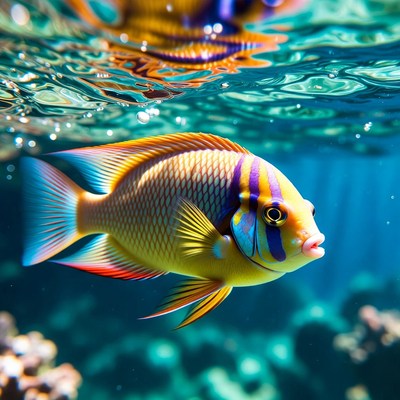 Colorful French Angelfish Underwater