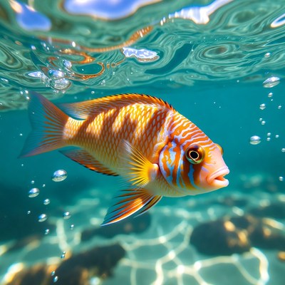 Colorful Angelfish Swimming Underwater