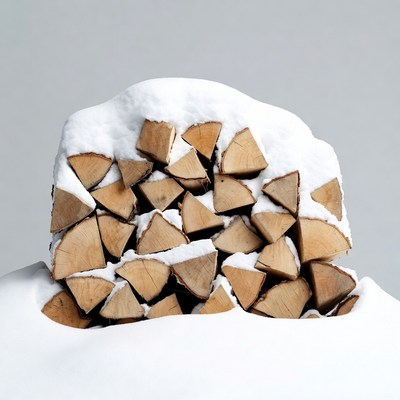 Snow-Covered Firewood Stack