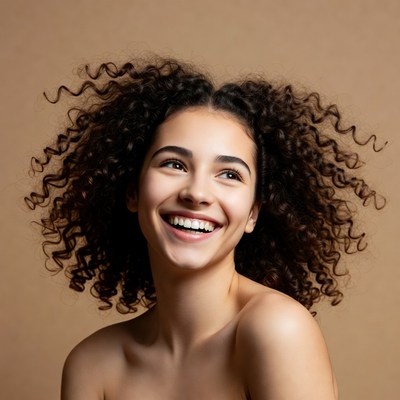 Smiling Woman with Curly Hair
