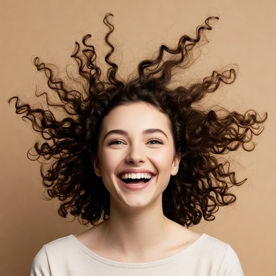 Smiling Woman with Curly Hair