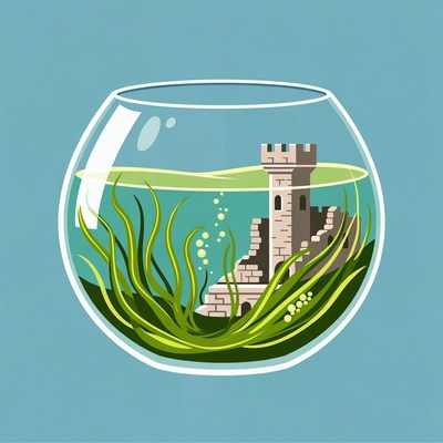 Fishbowl with Castle and Seaweed