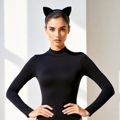 Woman wearing cat ears headband