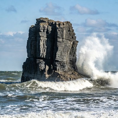 Sea Stack Crashing Waves