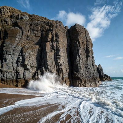 Ocean Waves Crashing Against Coastal Cliffs