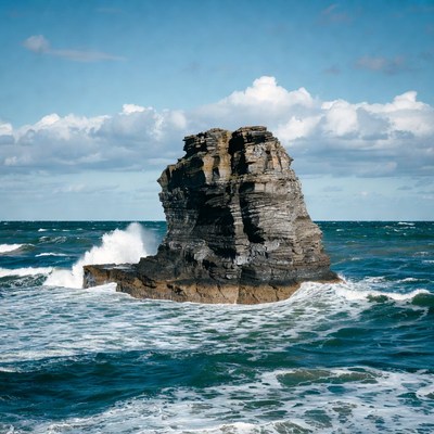 Sea Stack Rock Crashing Waves