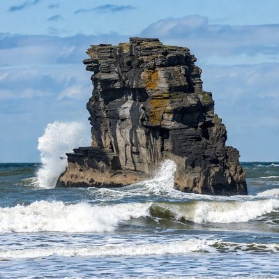 Sea Stack Rock Crashing Waves