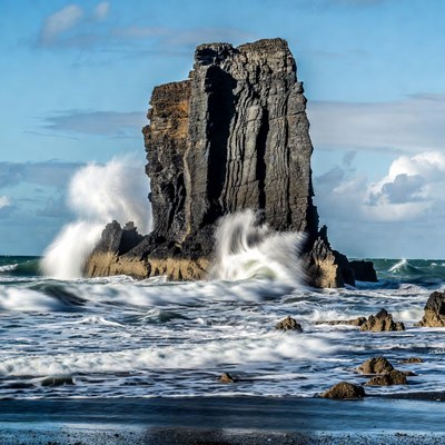 Sea Stack with Crashing Waves