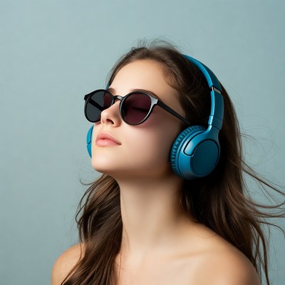 Woman listening to music with headphones