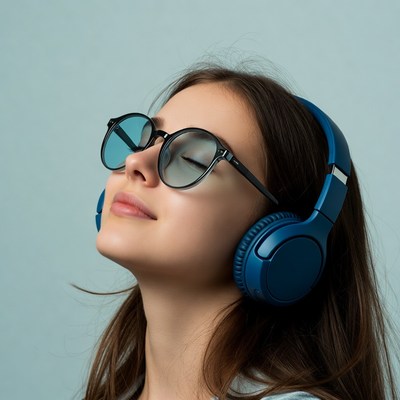 Woman listening to music with headphones