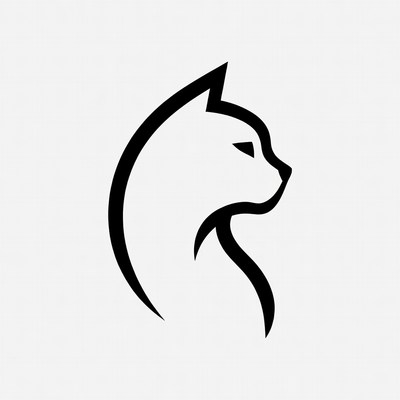 Black silhouette cat profile
