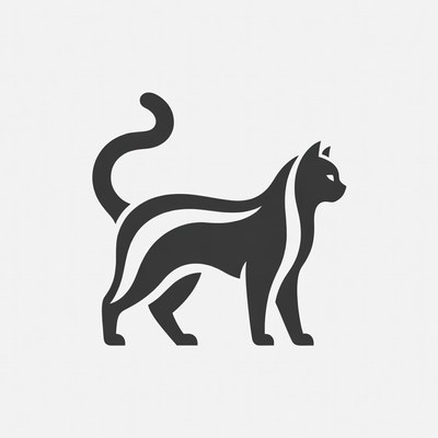 Black silhouette cat standing