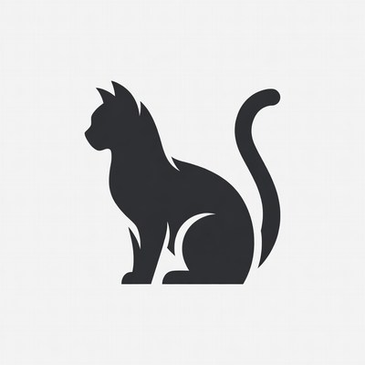 Black silhouette of sitting cat