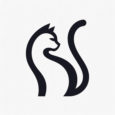 Black silhouette cat illustration