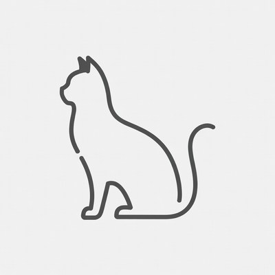 Sitting Cat Line Art Icon