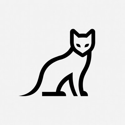 Black line art sitting cat