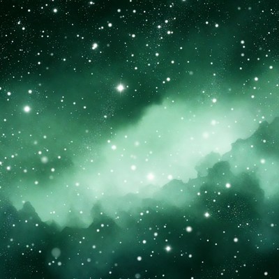 Green Nebula Starry Space Background
