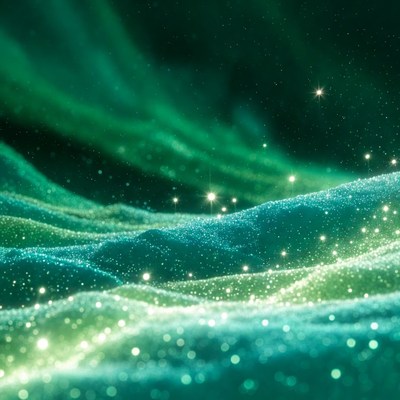 Vibrant Green Aurora Borealis Landscape