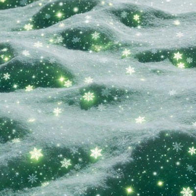 Sparkling Green Snow with Glowing Snowflakes