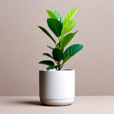 Ficus Plant in White Pot