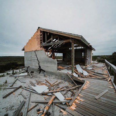 Hurricane-Damaged Beach House