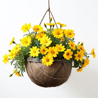 Yellow Daisies in Hanging Basket