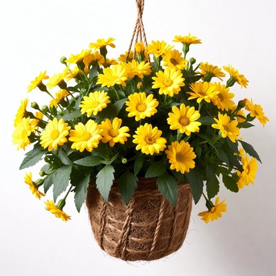 Yellow Daisies in Hanging Basket