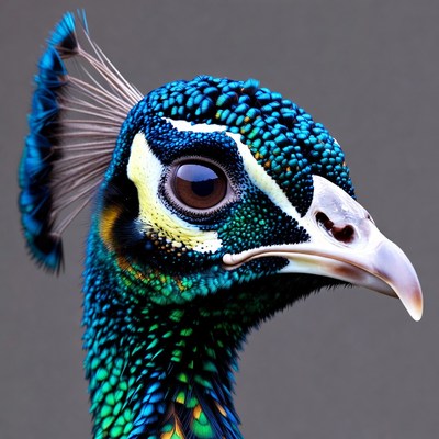 Close-up blue peacock head