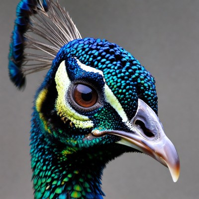 Close-up Blue Peacock Head