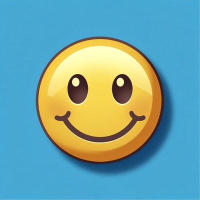 Smiling Yellow Emoji on Blue Background
