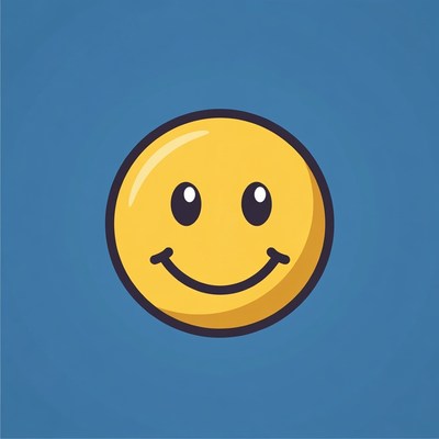 Smiling Yellow Emoticon on Blue