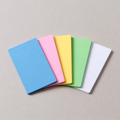 Colorful foam sheets arranged fanned