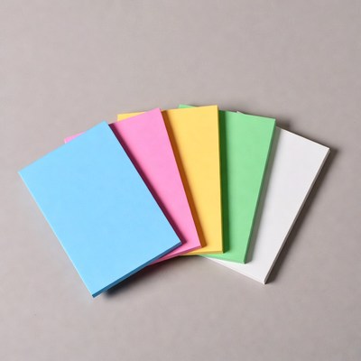 Colorful sticky notes on gray background