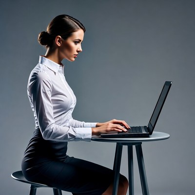 Woman working on laptop