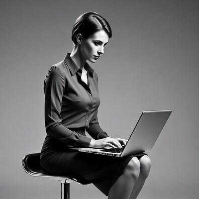 Woman working on laptop