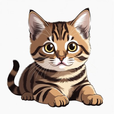 Cute tabby kitten sitting