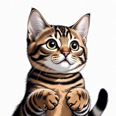 Cute tabby kitten looking up