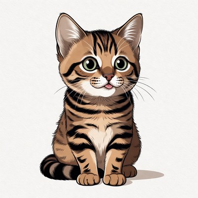 Cute tabby kitten illustration