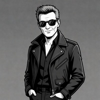 Man in leather jacket with sunglasses