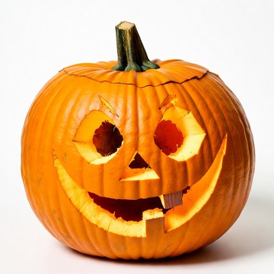 Jack-o'-lantern pumpkin on white background