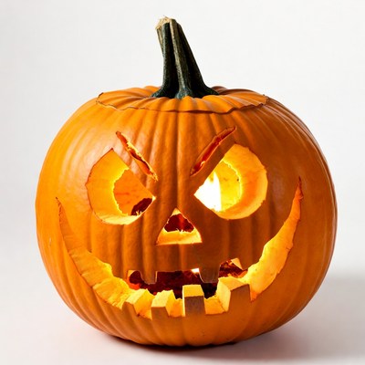 Lit Jack-o-Lantern Pumpkin