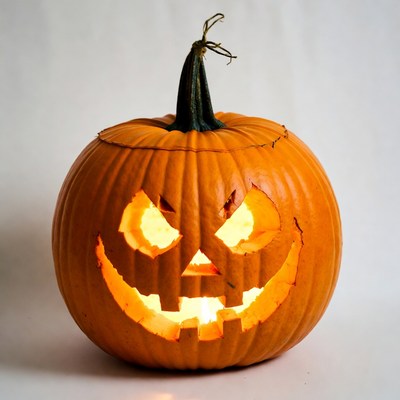 Lit Jack-o'-lantern pumpkin