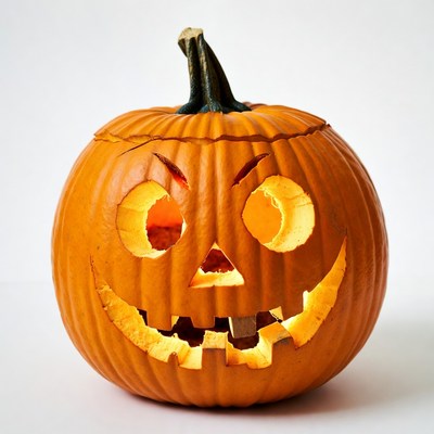 Lit Jack-o'-lantern Pumpkin