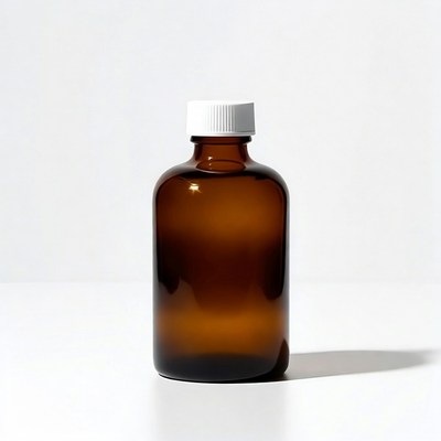 Amber Glass Bottle with White Cap