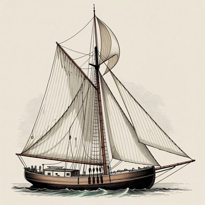 Vintage Sailing Ship Illustration