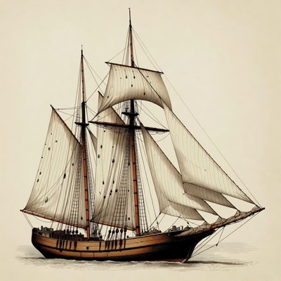 Sailing Ship with Full Sails