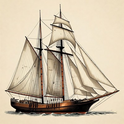 Sailing Ship with Full Sails