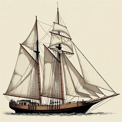 Sailing Ship with Full Sails